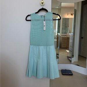 Alice + Olivia Sleeveless Mesh & Leather Pleated Dress – Size 0 – NWT
